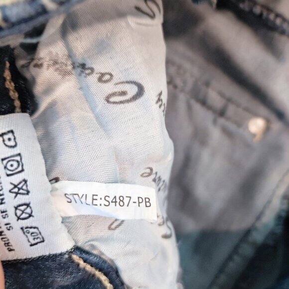 Sexy Couture jeans Boot cut stretch dark wash denim women's junior size 15 - Picture 8 of 16